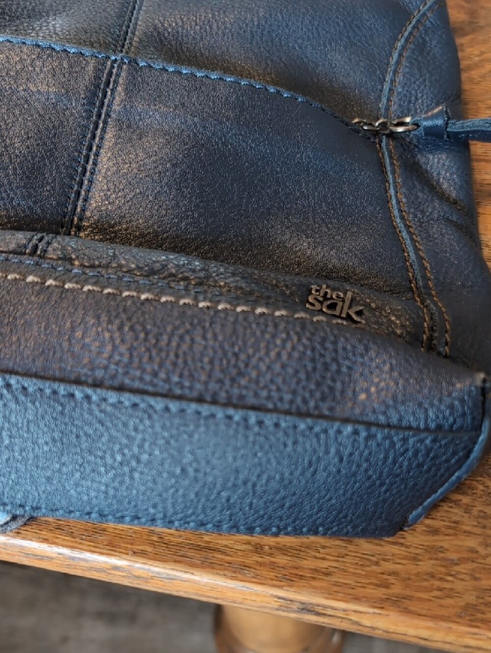 The Sak Navy Blue Leather Crossbody with Patterned Interior - Picture 6 of 8